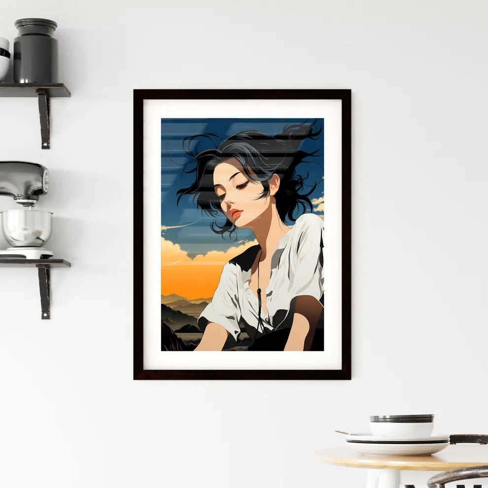 A Poster of Illustration - A Woman With Framed Print