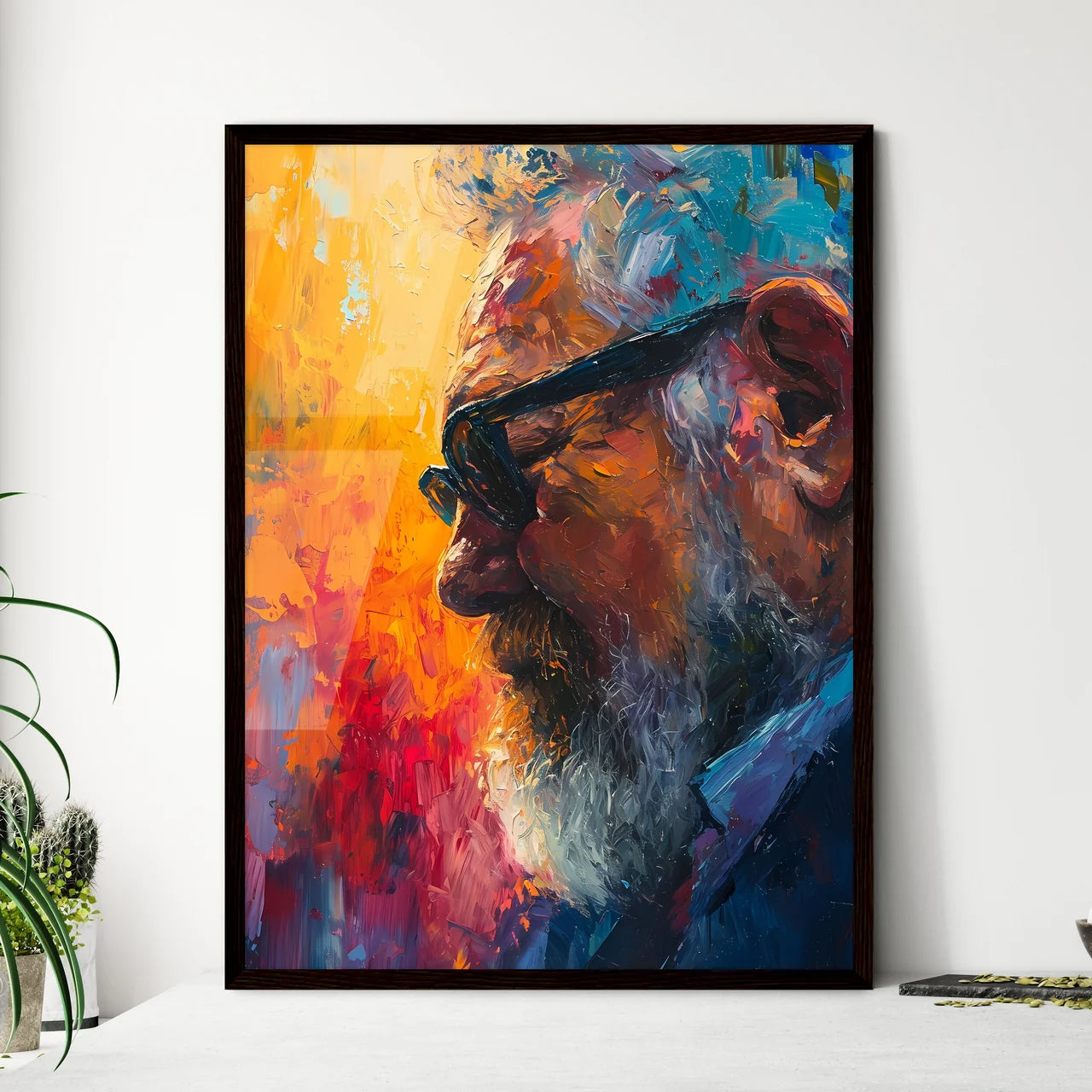 A Poster of Charles Bukowski Portrait - A Pa - Framed Art Print