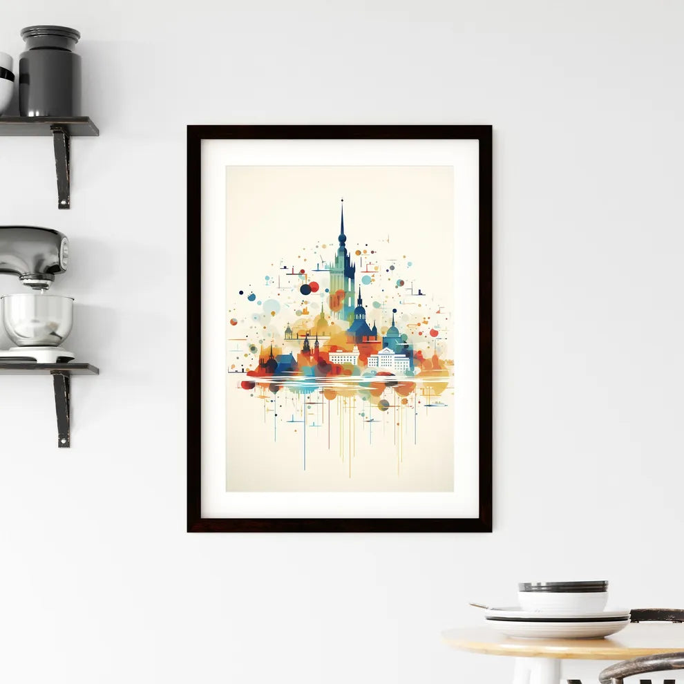 A Poster of minimalist Helsinki skyline - A Colorful Cityscape With Many Buildings Custom Print