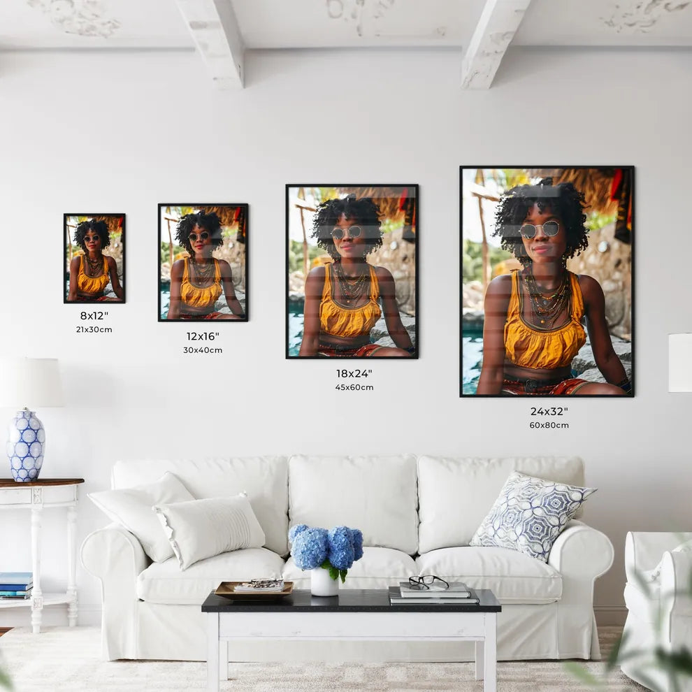 A Poster of a beautiful woman sitting poolsi - Kitchen Hangings