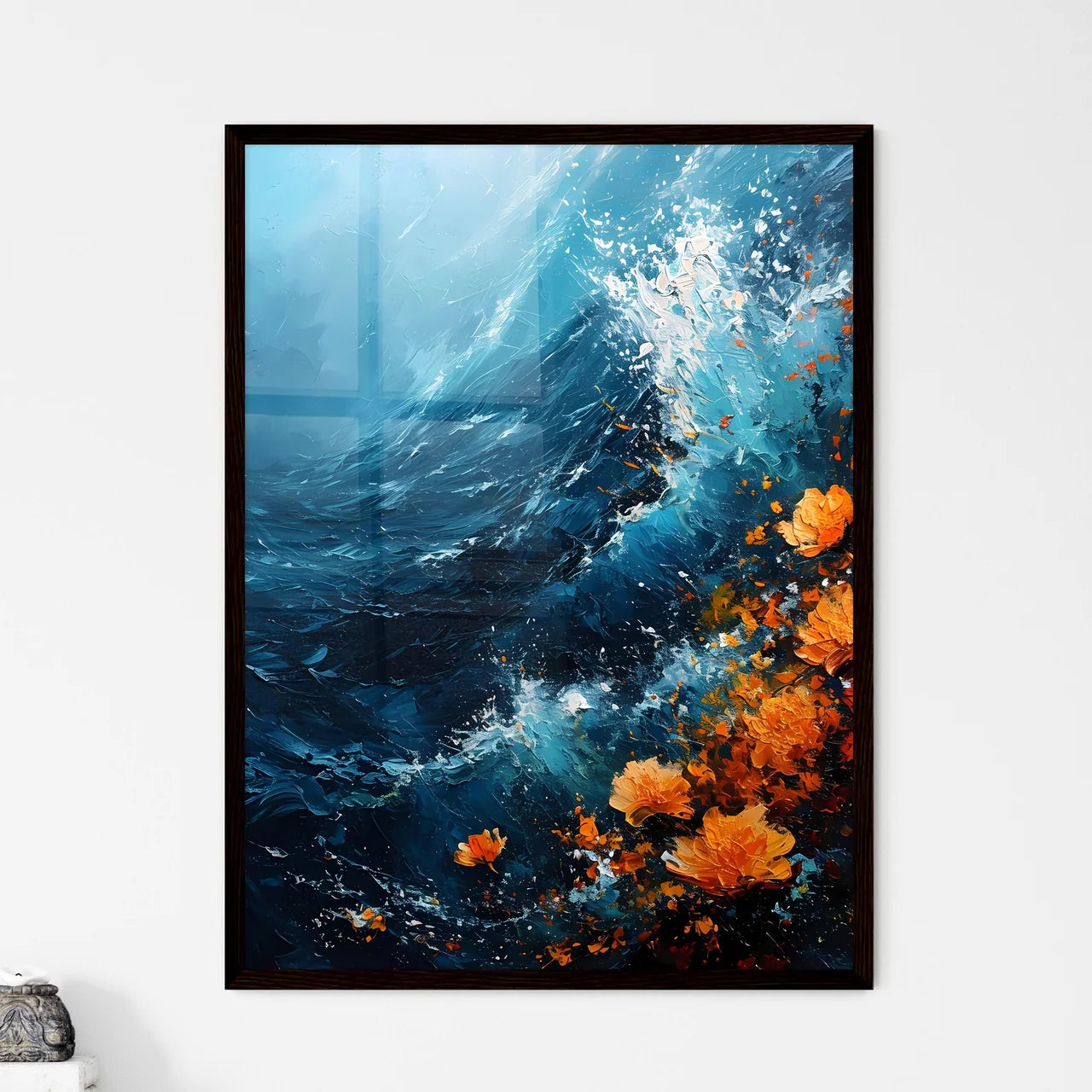 A Poster of a sea of dandelions styled as ac - Framed Art Print