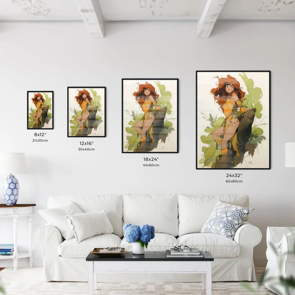 A Poster of beautiful cavewoman - A Cartoon  - Kitchen Hangings