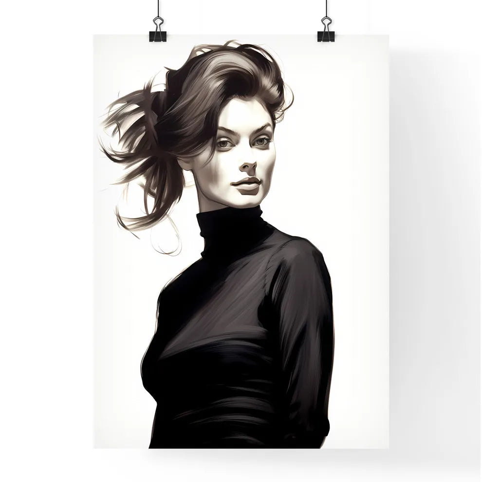 A Poster of beautiful elegant woman in black Poster