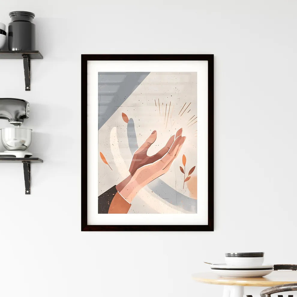 A Poster of two hands holding each other - A Framed Print