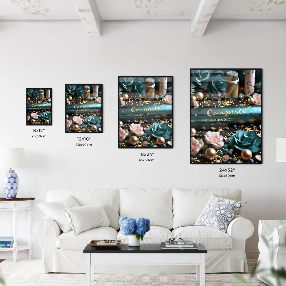 A Poster of silver graduation banner with gr - Kitchen Hangings