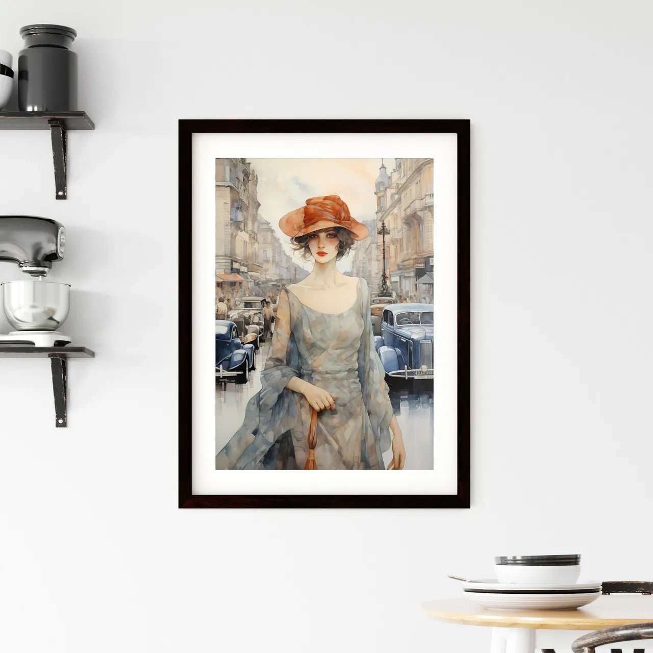 A Poster of art deco noveaux - A Woman In A Dress And Hat Custom Print