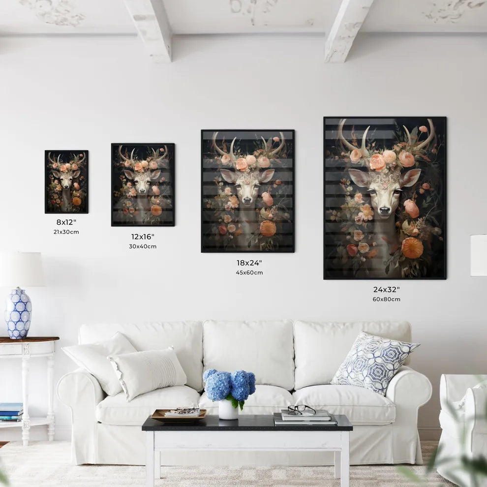A Poster of deer art print  Size Chart