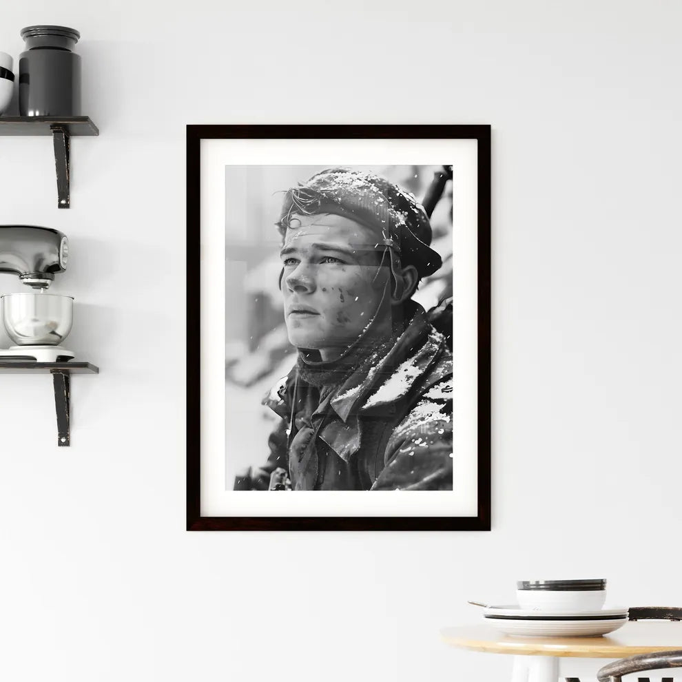 A Poster of Winter War 1939 - A Man In A Hat And Coat With Snow On His Face Default Title