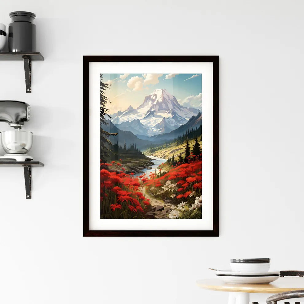 A Poster of Mount Rainier National Park - A  Framed Print