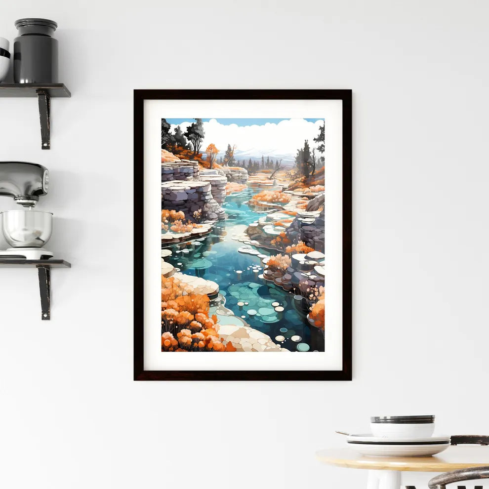 A Poster of Yellowstone National Park - A Ri Framed Print