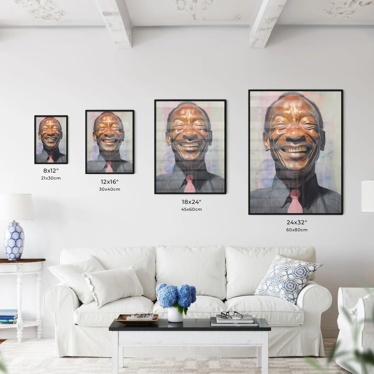 A Poster of elderldy black mans full face  Size Chart