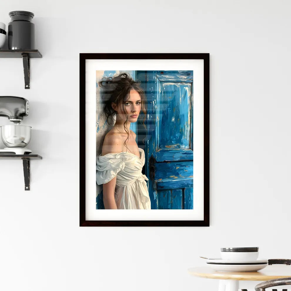 A Poster of oil painting of a 34 view - A Wo Framed Print