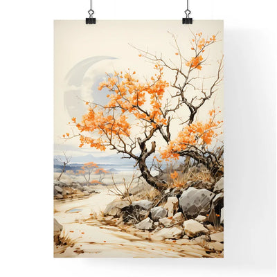 A Poster of Ugly orange trees in London - A Tree With Orange Leaves On A Rocky Hillside