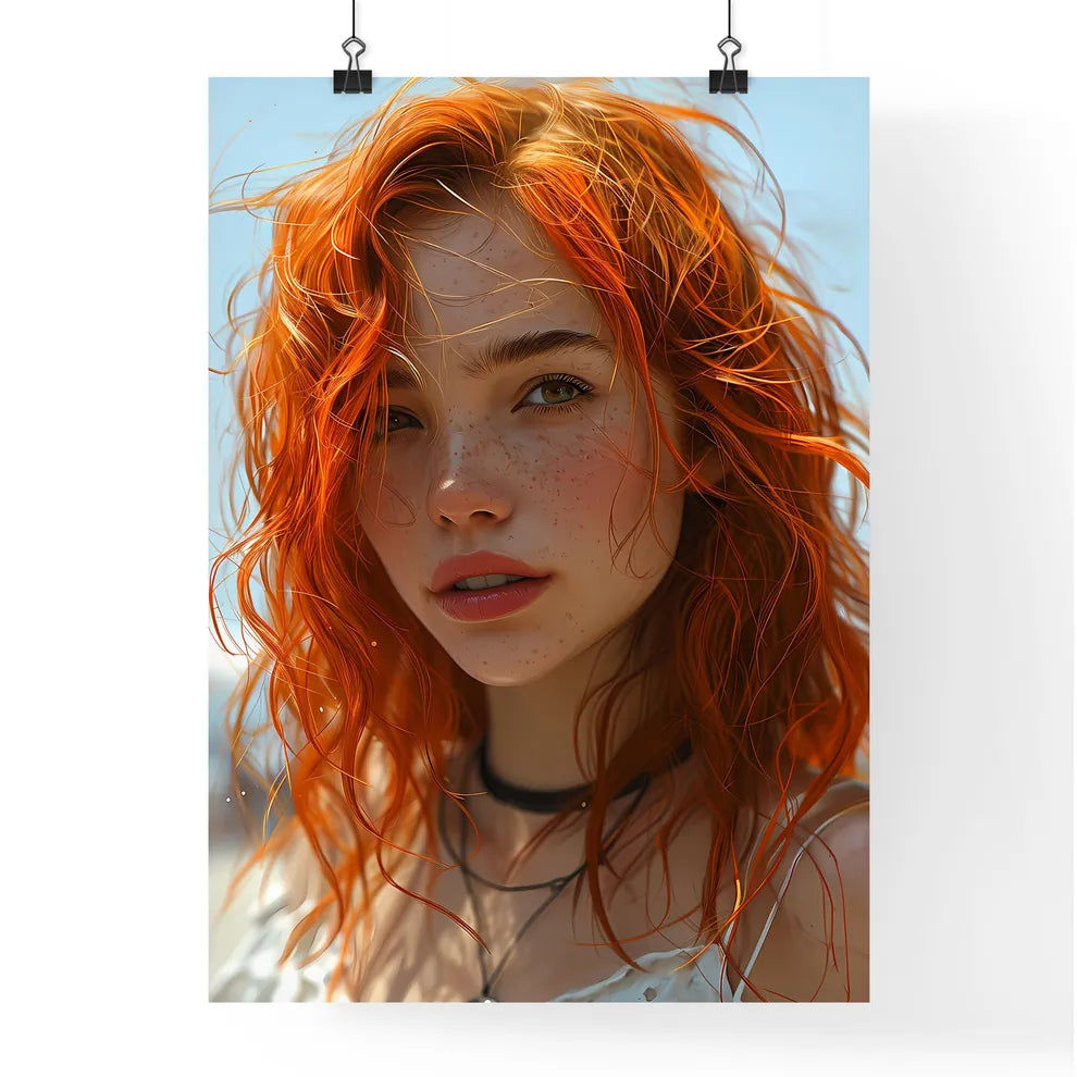 A Poster of a painting of a woman with orang Poster