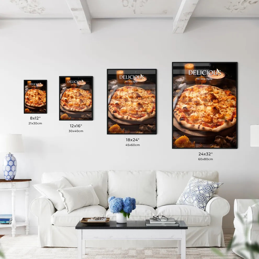 A Poster of hot cheesy pizza - A Pizza With  - Kitchen Hangings