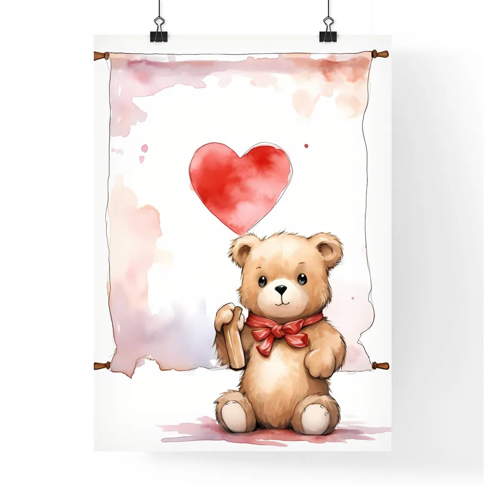 A Poster of Teddy Bear Holding a white banner  Poster