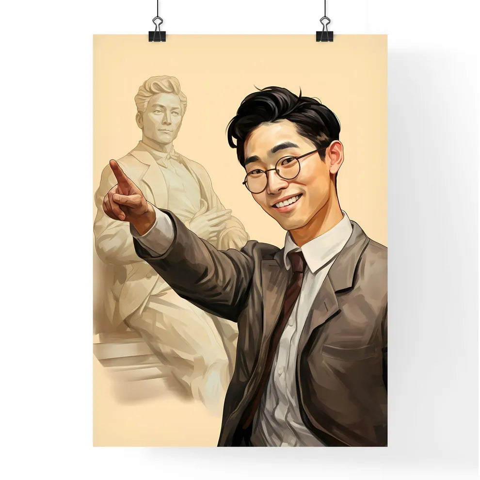 A Poster of handsome and happy and suprised  Poster