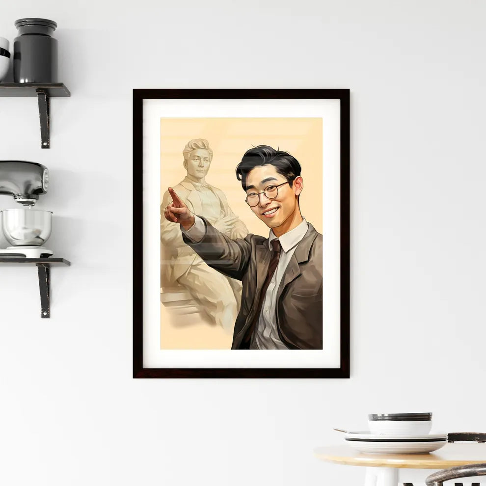 A Poster of handsome and happy and suprised  Framed Print