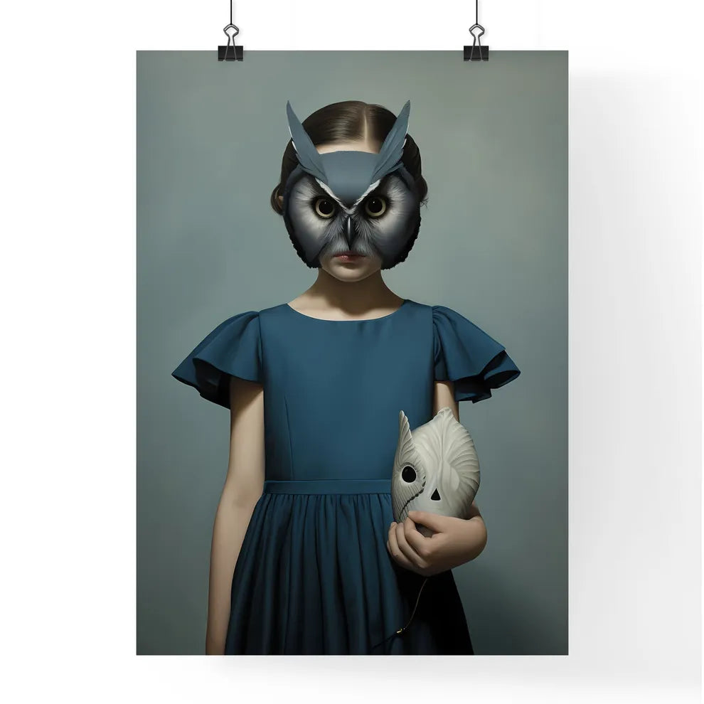 A Poster of a young child dressed in a blue dress  Poster