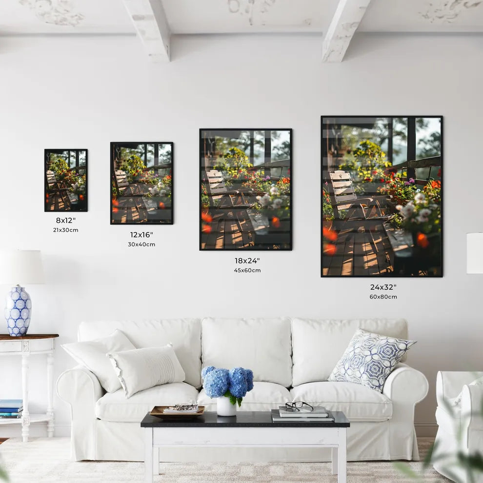 A Poster of small patio with a deck chair -  - Kitchen Hangings