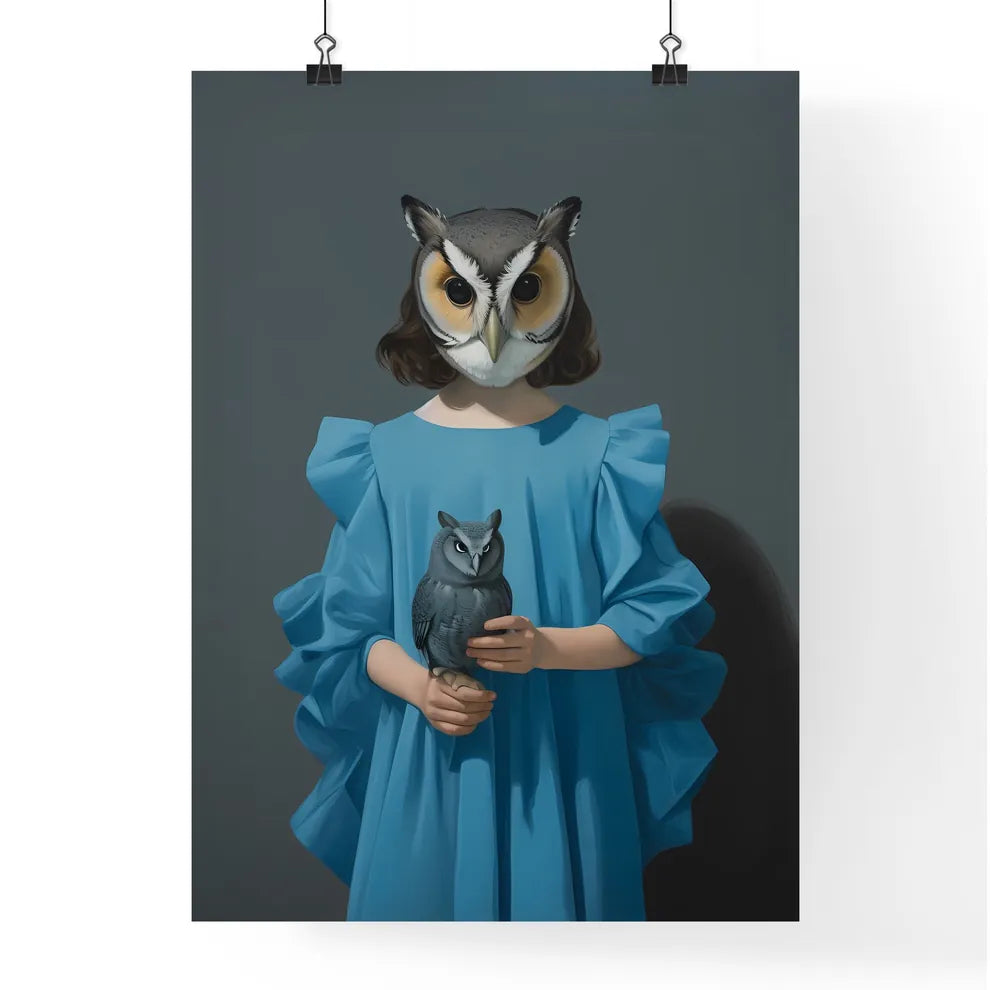 A Poster of a young child dressed in a blue dress  Poster