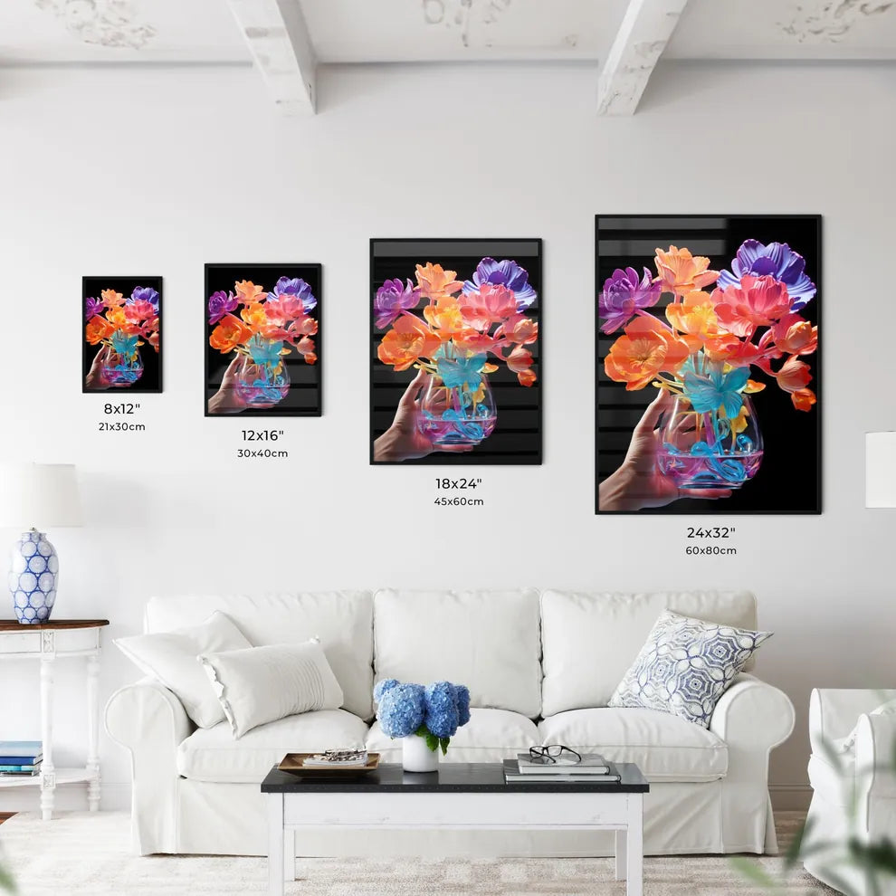 A Poster of a person holding a vase of flowe - Kitchen Hangings