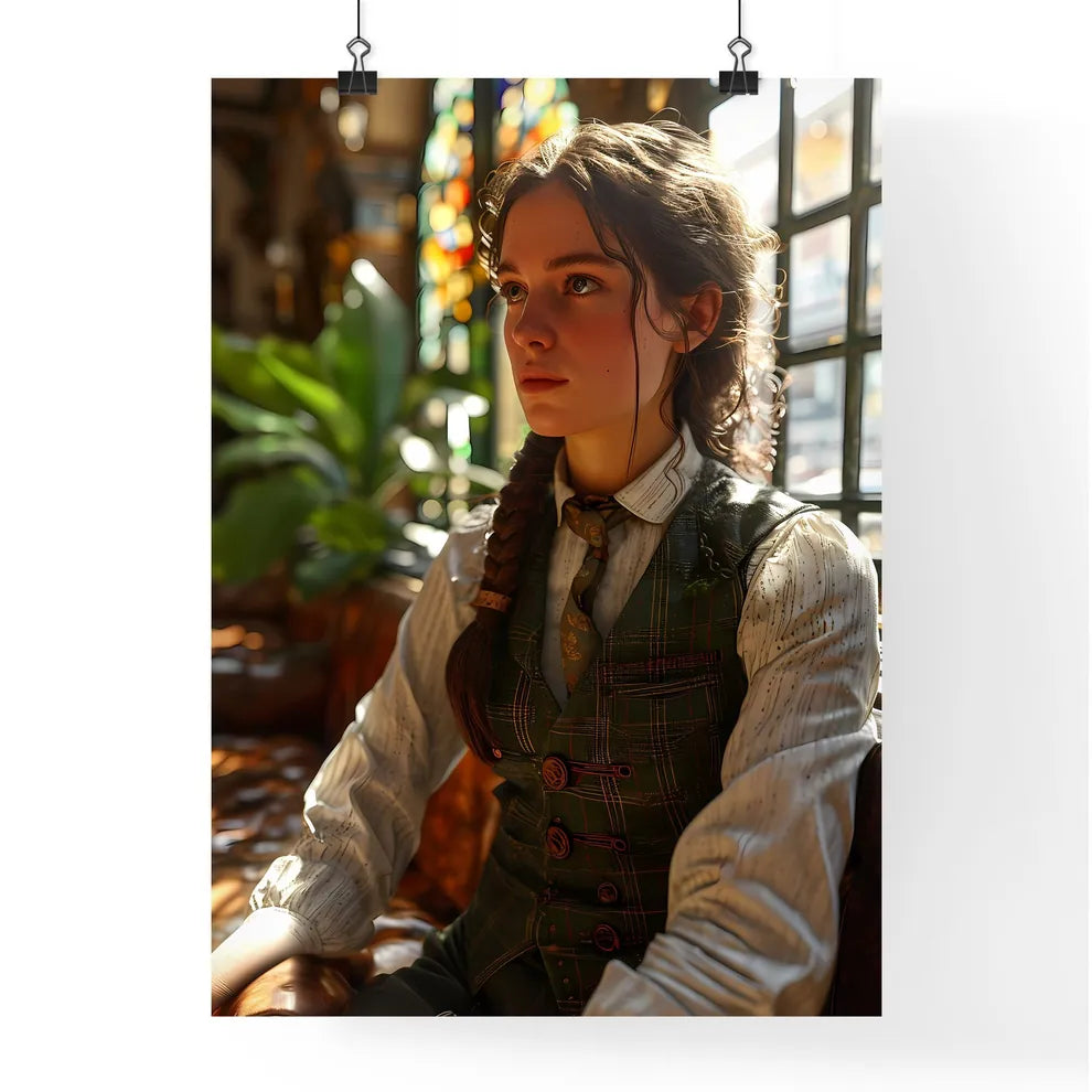 A Poster of young woman in 1860 - A Woman Sitting In A Chair Default Title