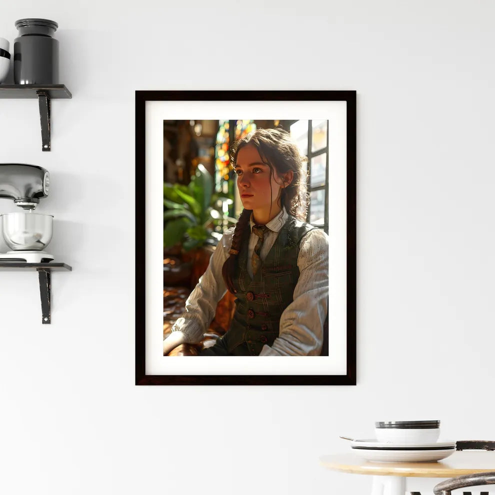 A Poster of young woman in 1860 - A Woman Sitting In A Chair Default Title