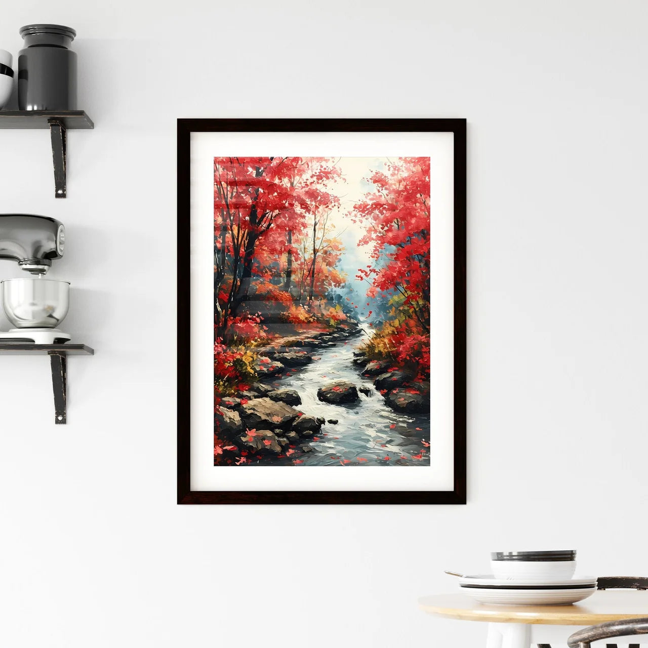 A Poster of Waterfalls landscape - A River R Framed Print