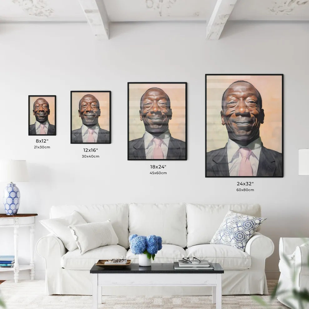 A Poster of elderldy black mans full face  Size Chart