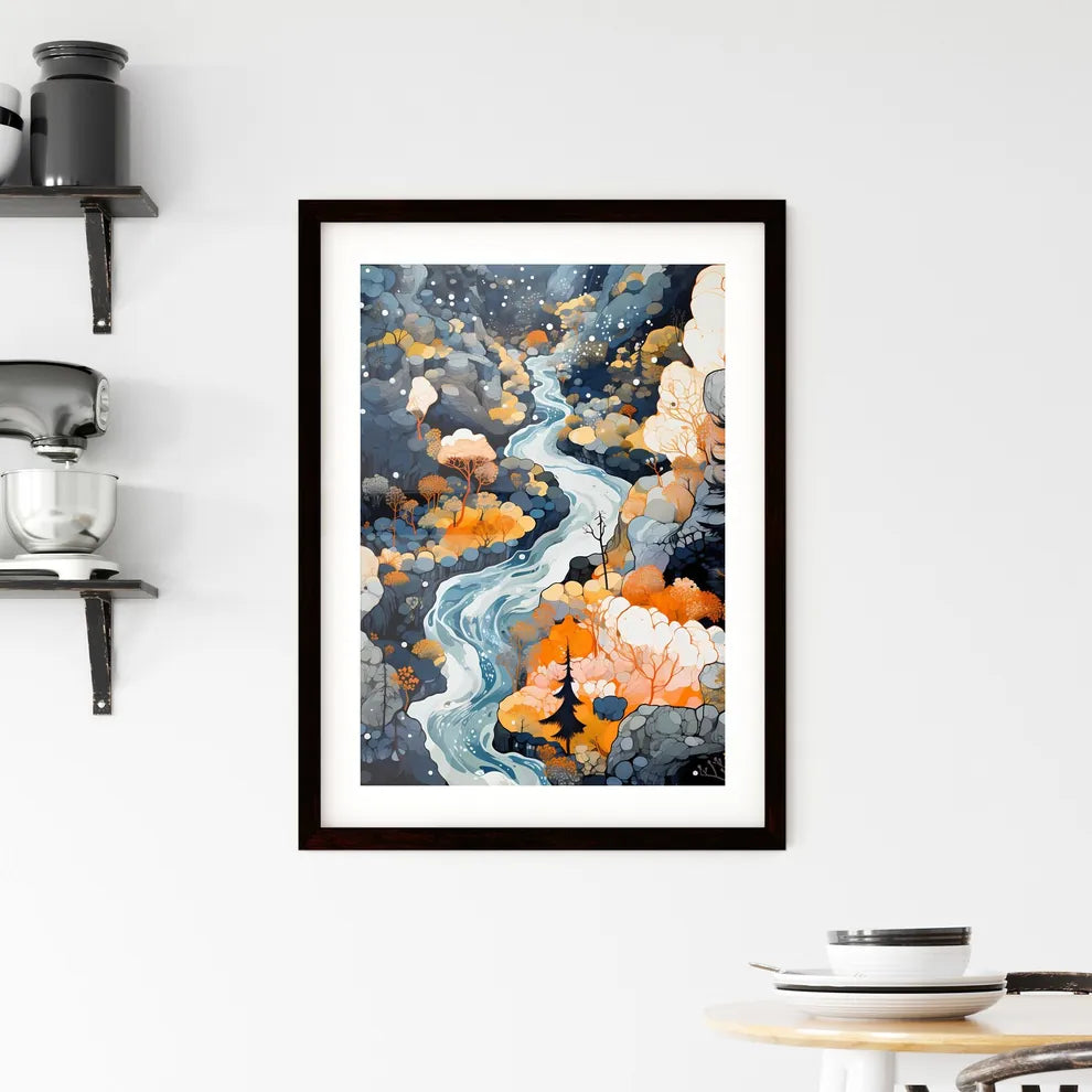 A Poster of Yellowstone National Park - A Ri Framed Print