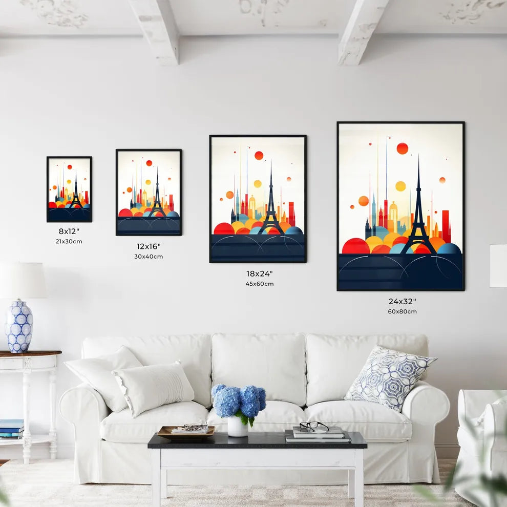 A Poster of minimalist Paris skyline - A Tower In The City Size Chart