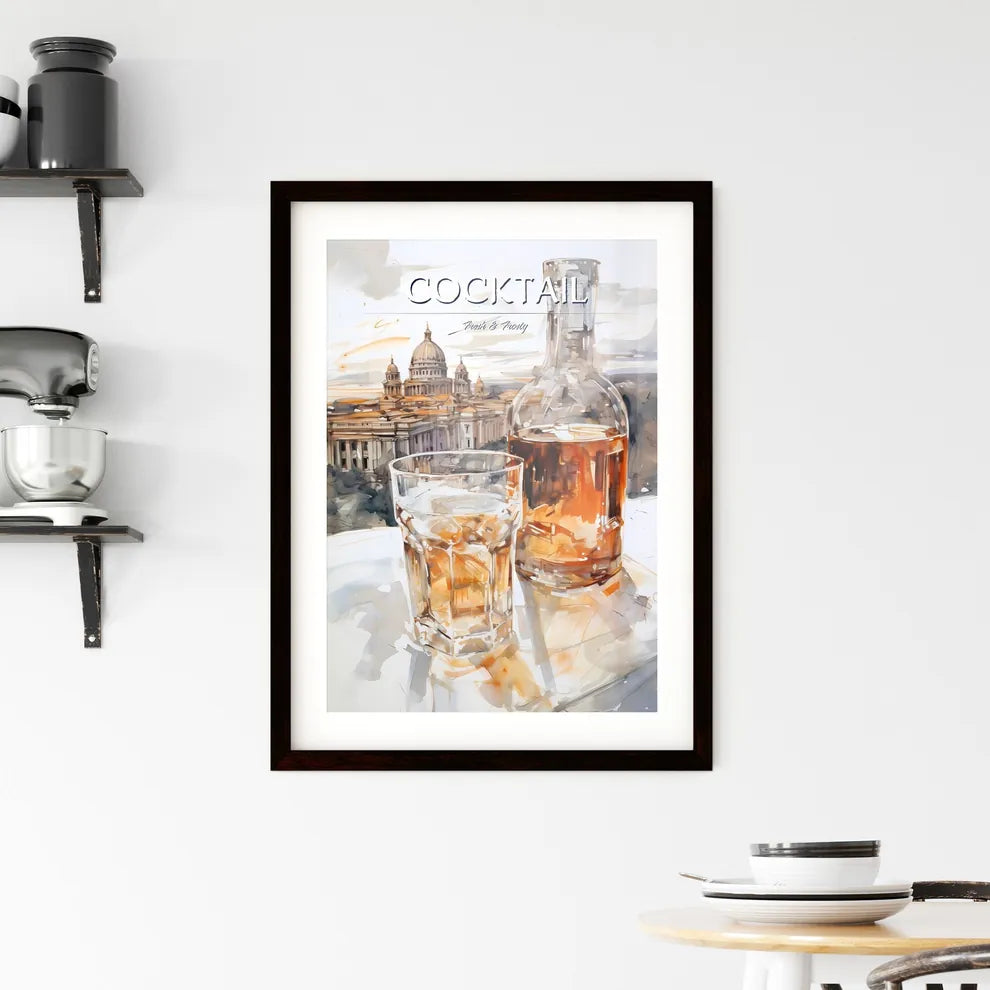 A Poster of white russian cocktail - A Glass Framed Print