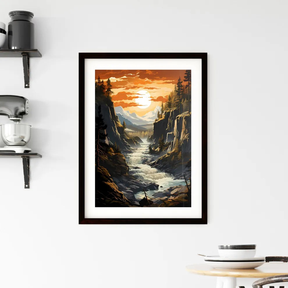 A Poster of Yellowstone National Park - A Ri Framed Print