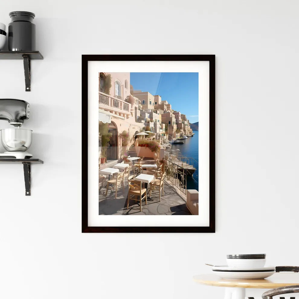 A Poster of if Matisse was a photographer - A Waterfront Restaurant With Tables And Chairs Custom Print