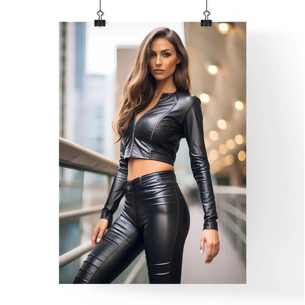 A Poster of Supermodel wearing seamless leat Poster