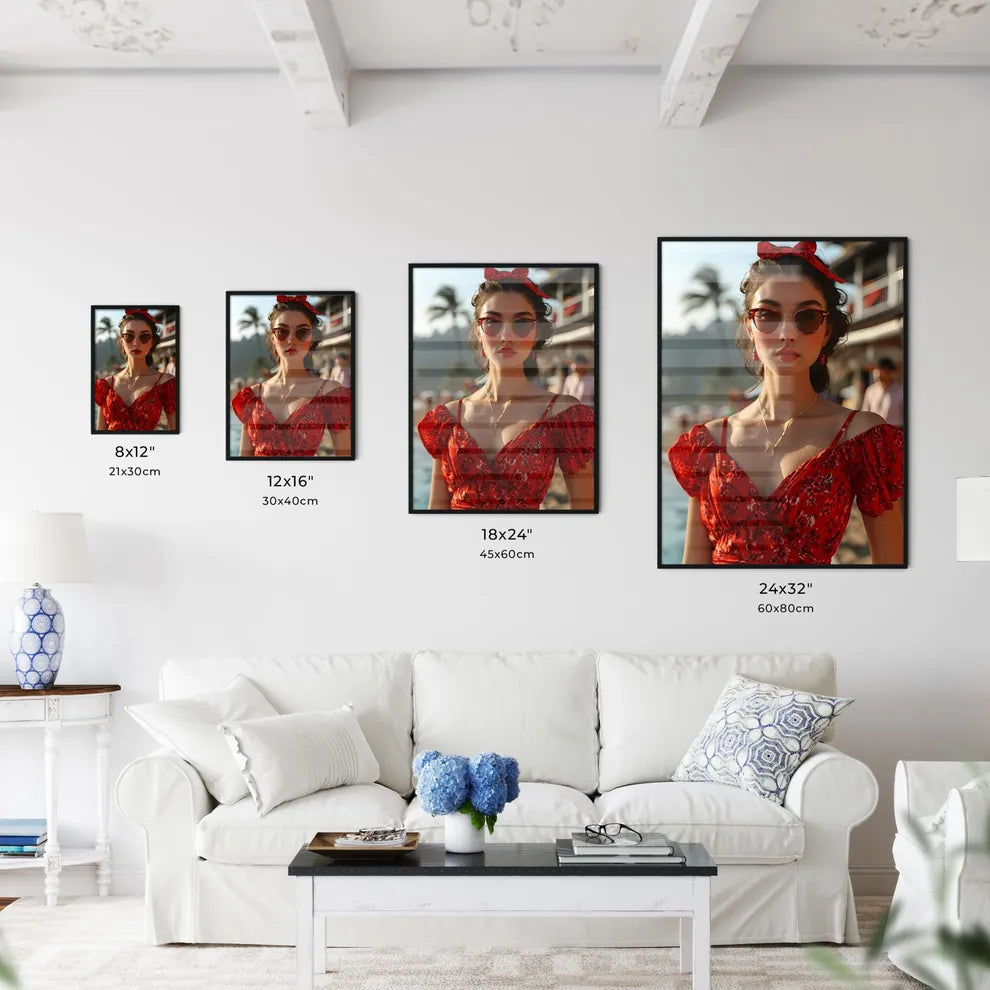 A Poster of a beautiful woman posing next to - Kitchen Hangings