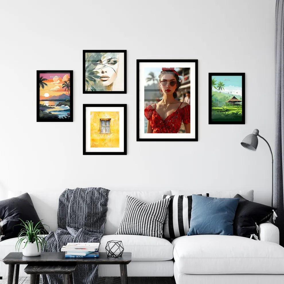 A Poster of a beautiful woman posing next to Wall Art