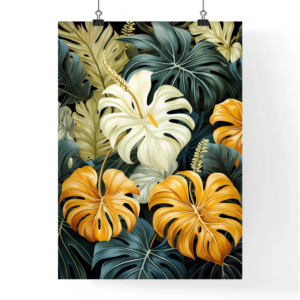 A Poster of monochrome monstera tropical lea Poster
