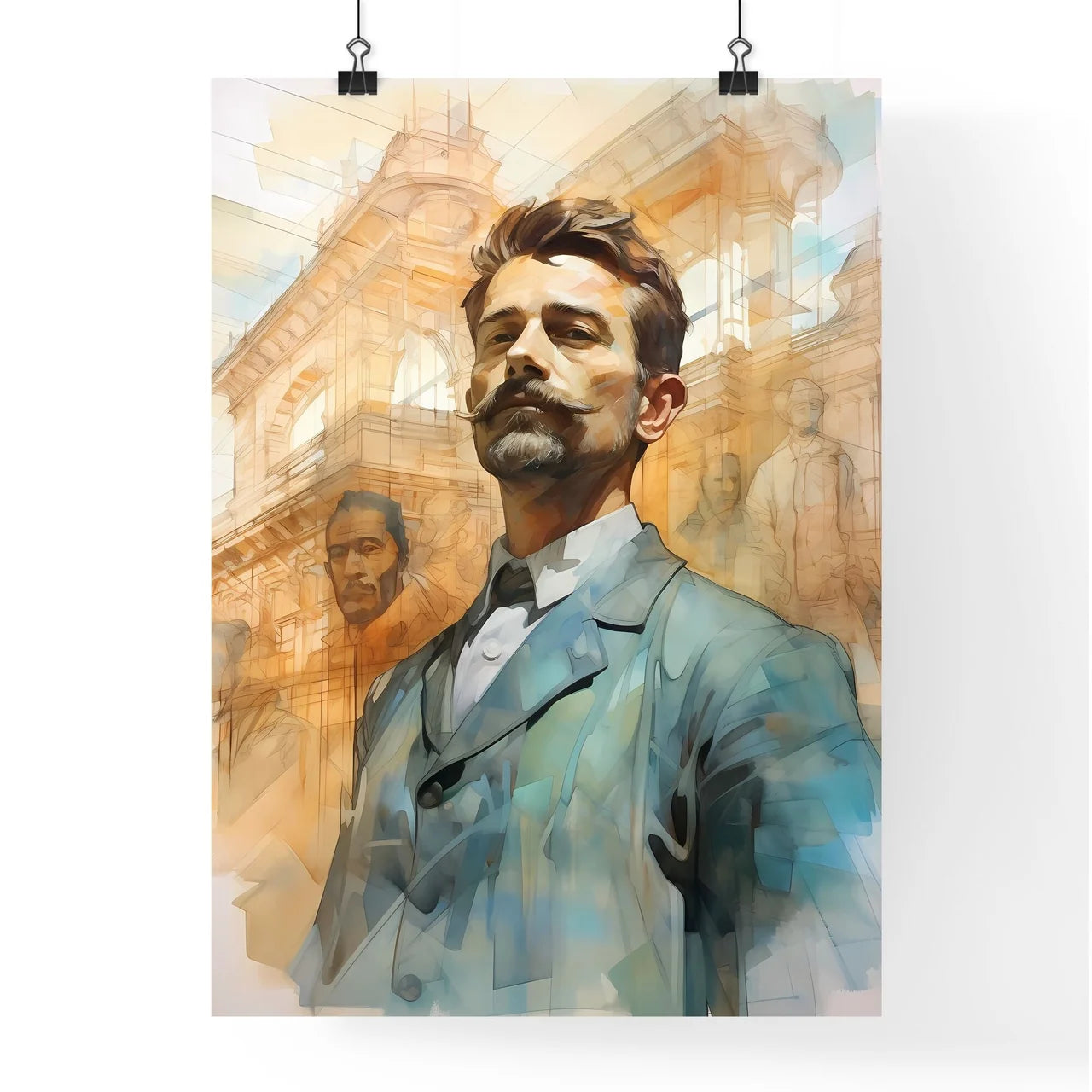 A Poster of Building constructer engineer - A Man With A Mustache And A Bow Tie Poster