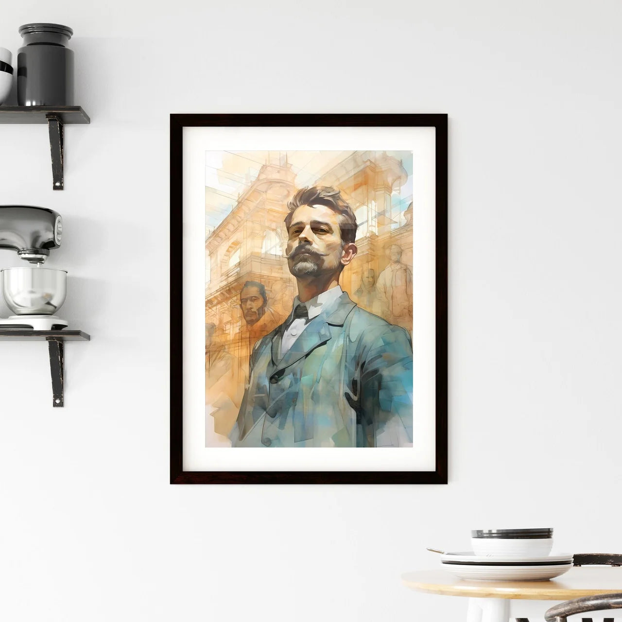A Poster of Building constructer engineer - A Man With A Mustache And A Bow Tie Custom Print