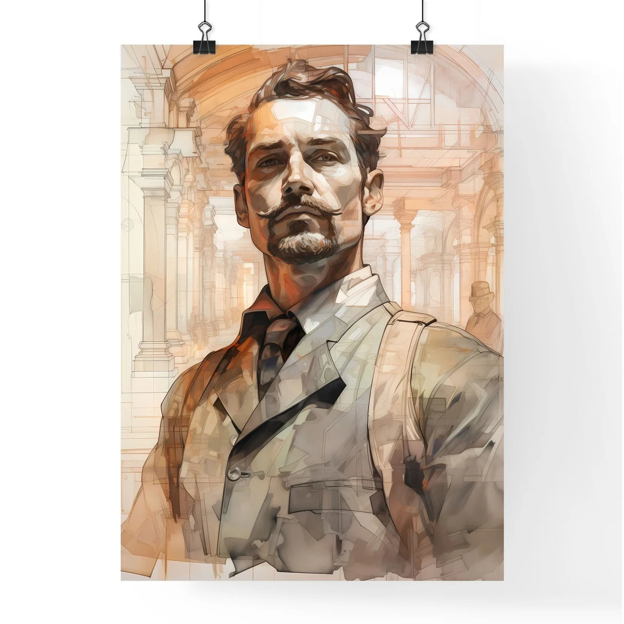 A Poster of Building constructer engineer - A Man With A Mustache Poster