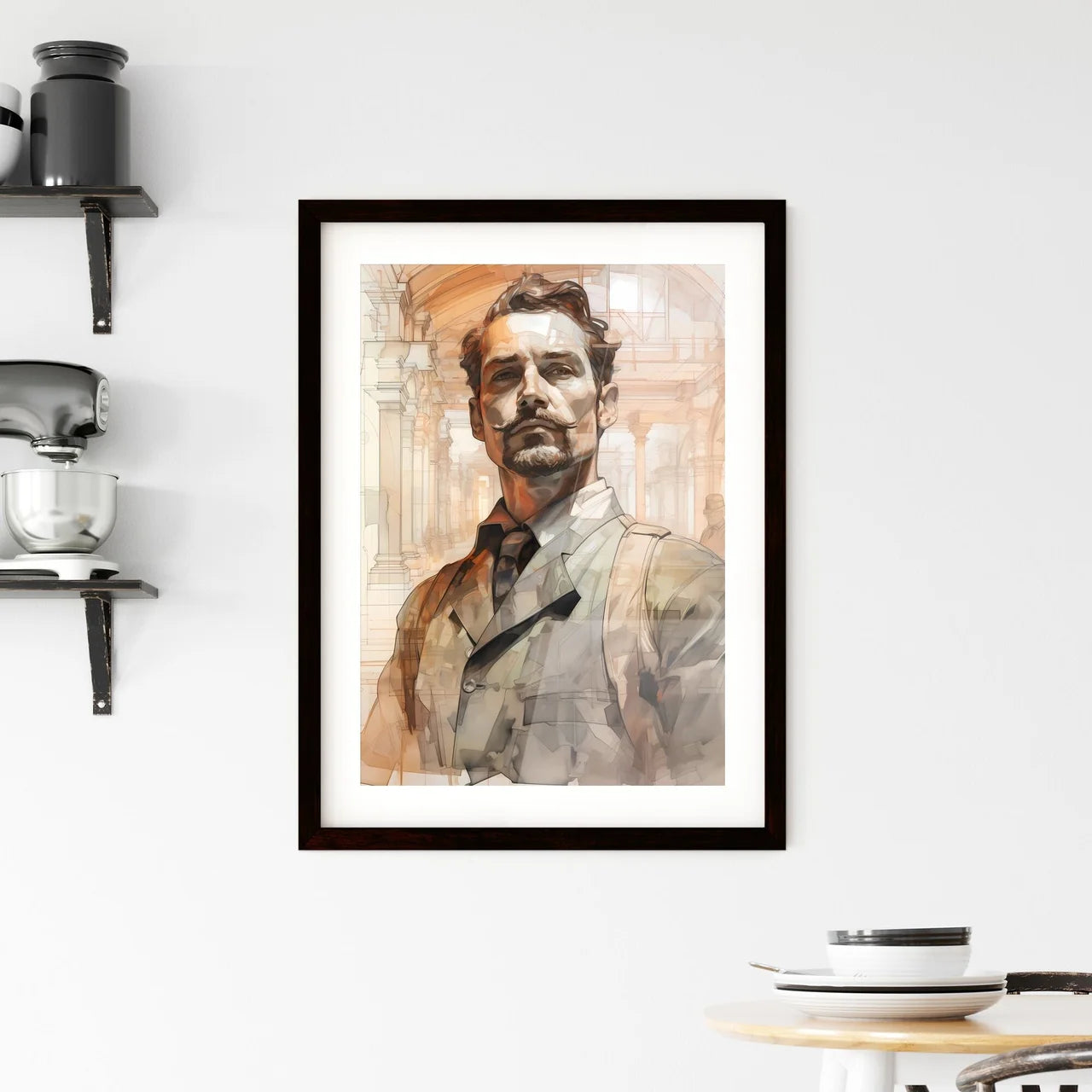A Poster of Building constructer engineer - A Man With A Mustache Custom Print