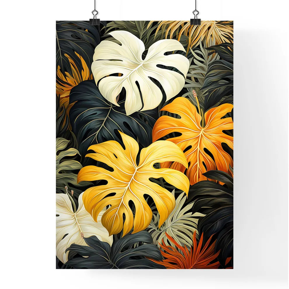 A Poster of monochrome monstera tropical leaves  Poster