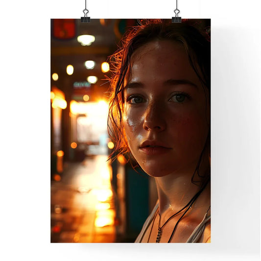 A Poster of a beautiful woman posing next to Poster