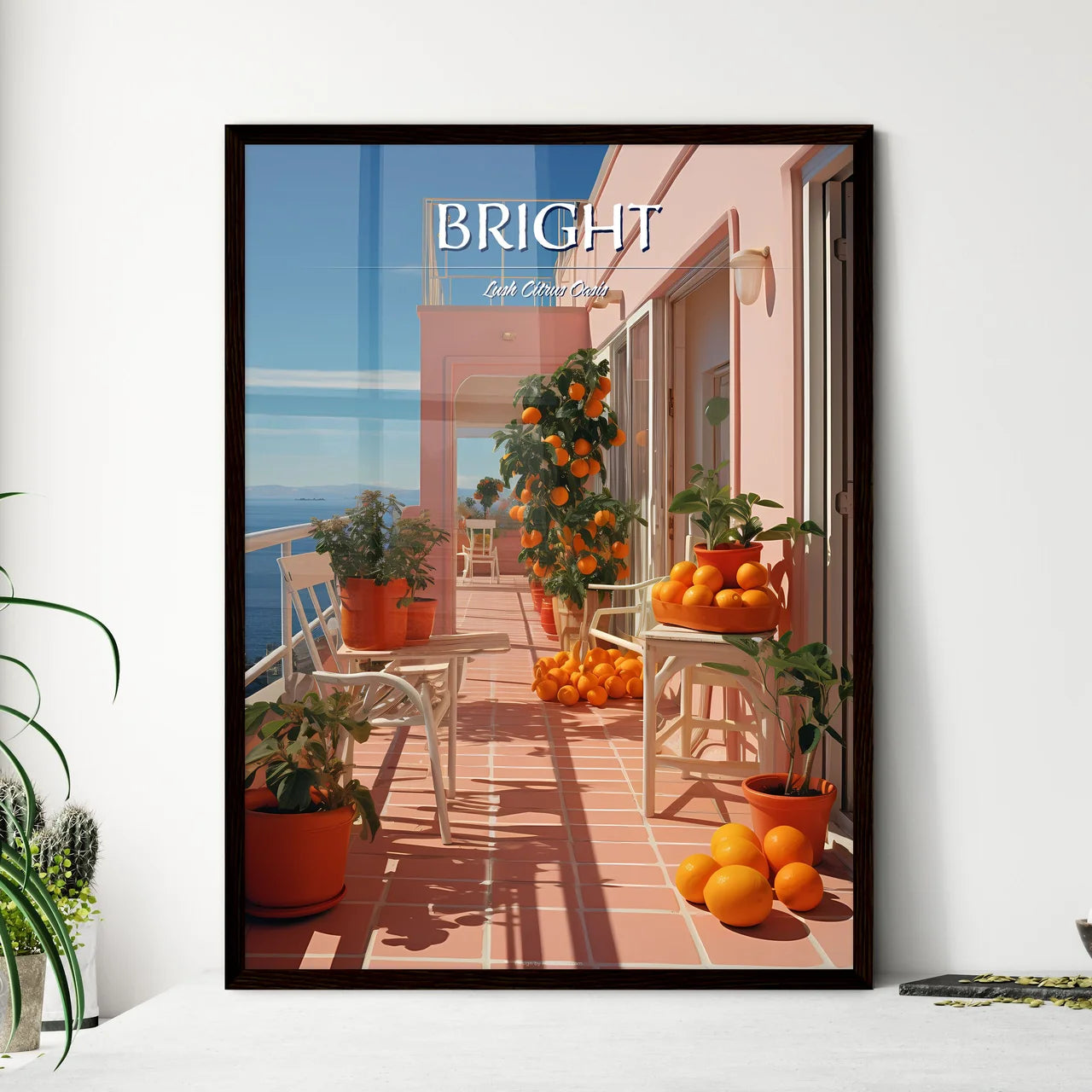 A Poster of if Matisse was a photographer - A Balcony With Oranges And Plants Framed Art