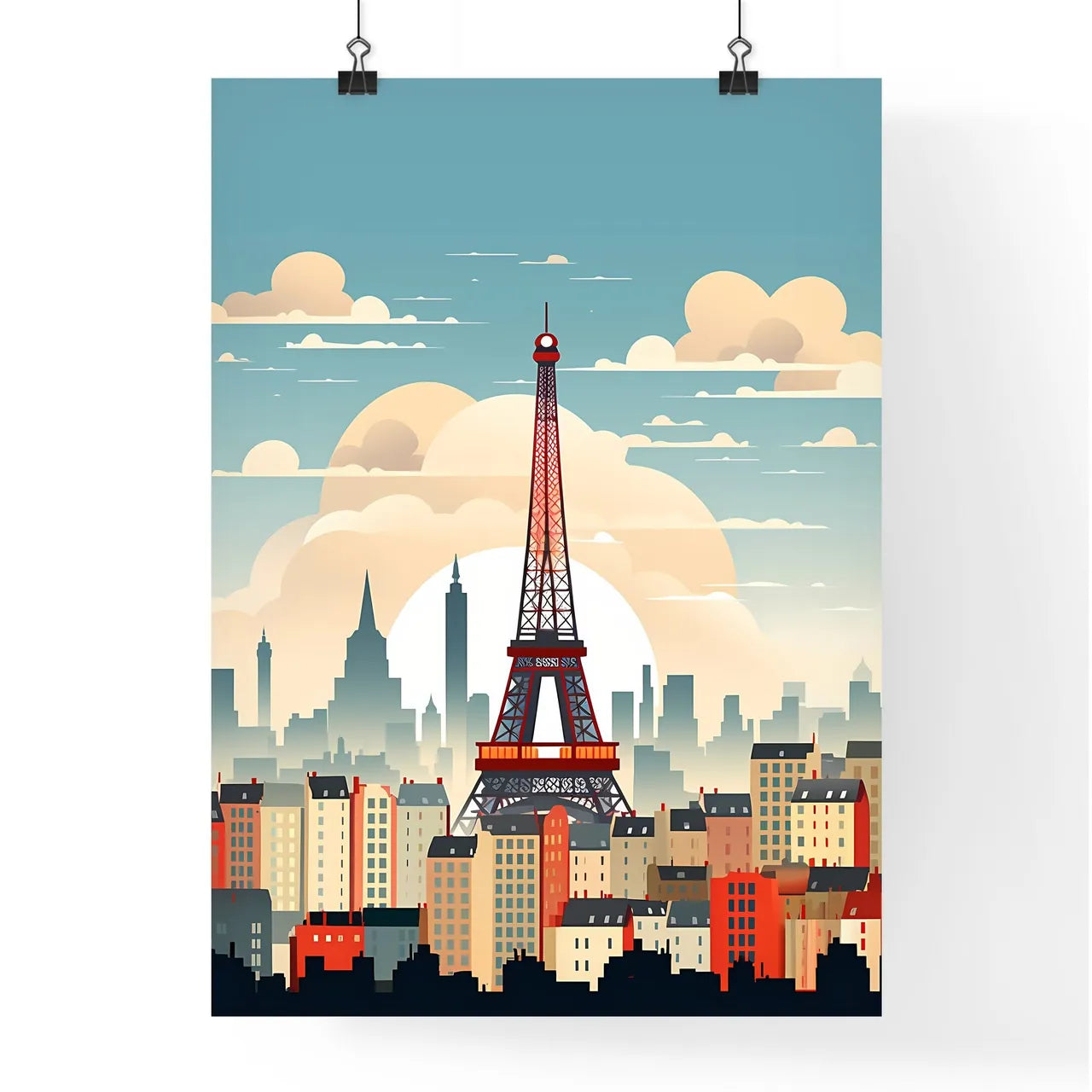 A Poster of minimalist Paris skyline - A Tower In A City Poster