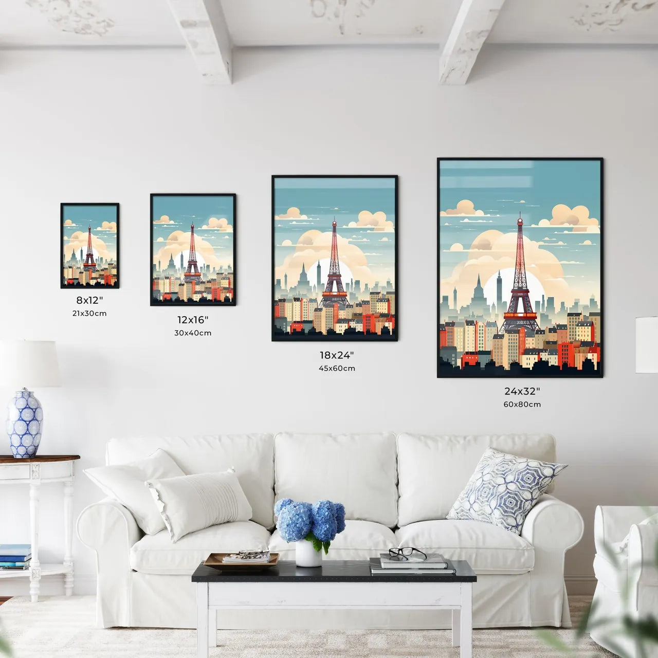 A Poster of minimalist Paris skyline - A Tower In A City Size Chart