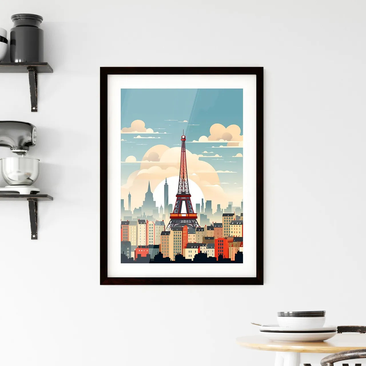 A Poster of minimalist Paris skyline - A Tower In A City Custom Print