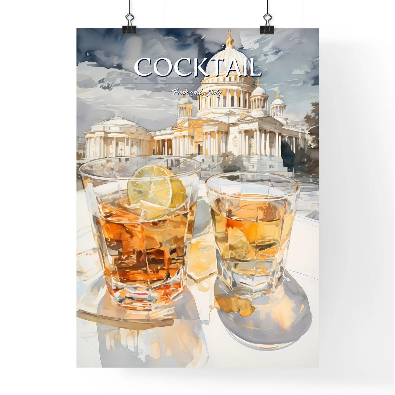A Poster of white russian cocktail - Two Gla Poster